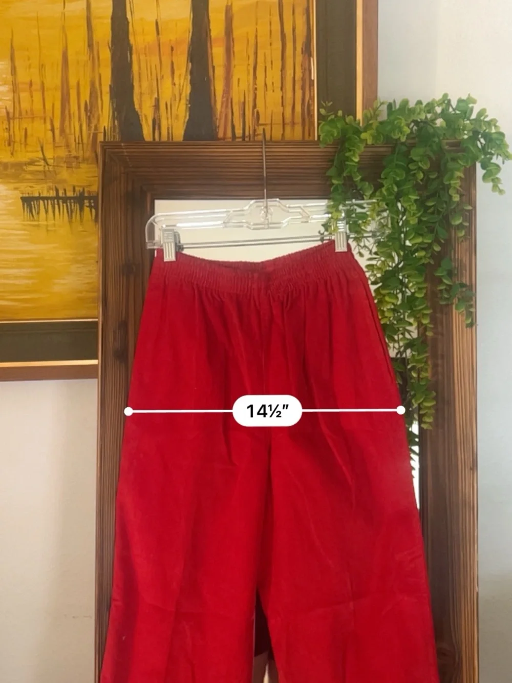 Vintage Japanese Red corduroy Elastic-Waist Pants